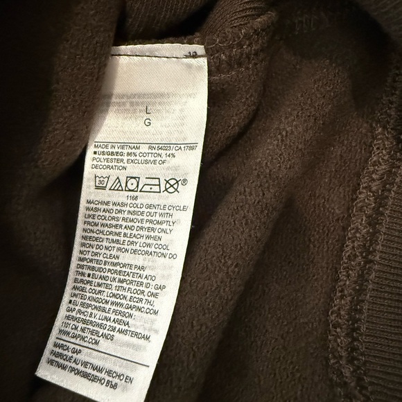 NWT Men’s GAP Dark Brown Heavyweight Athletic Hoodie with Blue GAP Logo - Picture 3 of 6